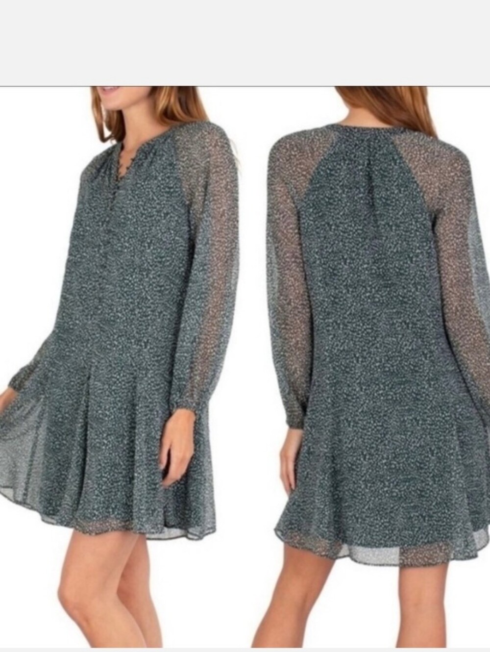 Joie Balloon Sleeve Dress. L, Artic Animal Spot, Beautiful $378 Retail